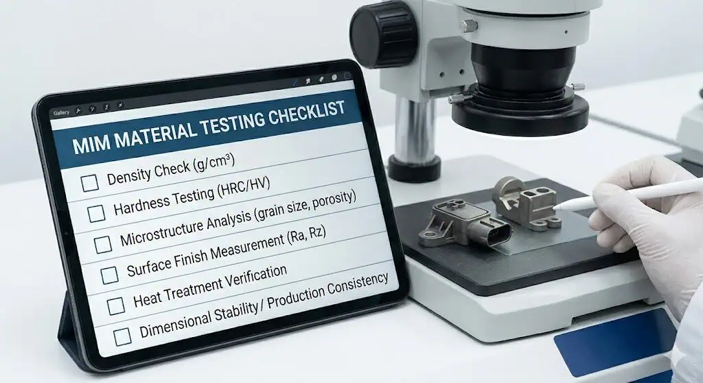 MIM Material Testing Checklist MIM material testing checklist for density hardness corrosion surface finish and dimensional stability