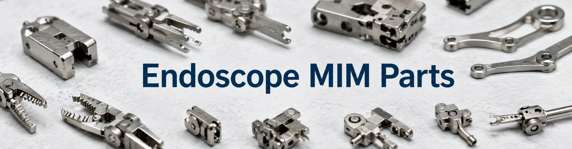 Endoscope MIM parts including small jaws, articulation links, drive blocks, guide-channel components and pivot-feature parts for engineering review