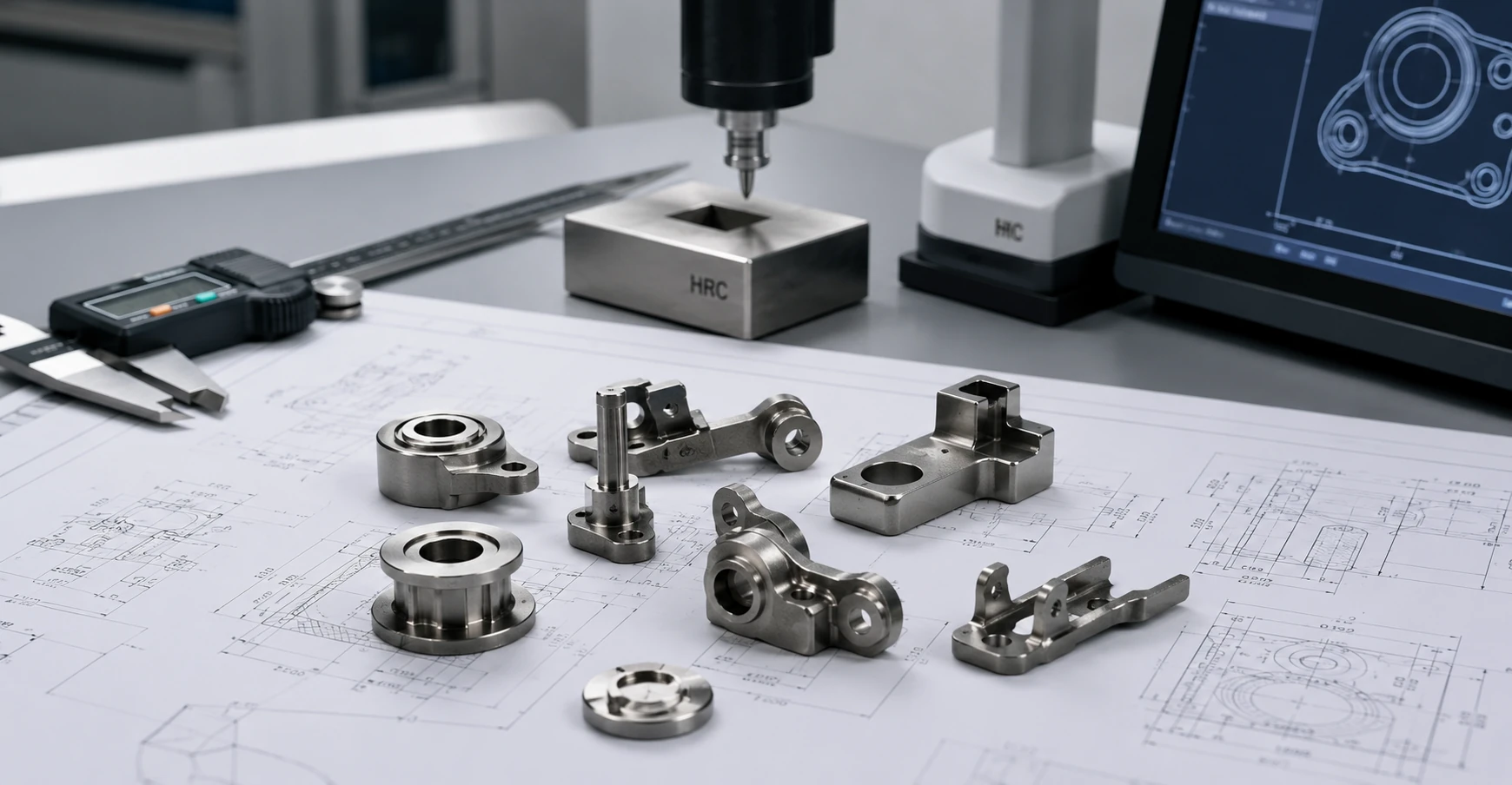 MIM 440C stainless steel precision parts with engineering drawing and inspection tools for high-hardness wear applications
