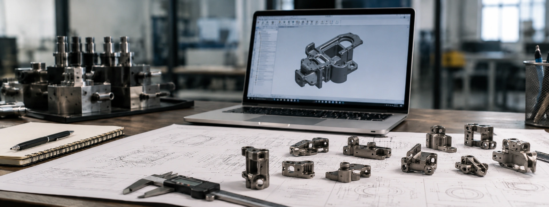 Engineering review desk for choosing MIM or PM for a new metal part before tooling