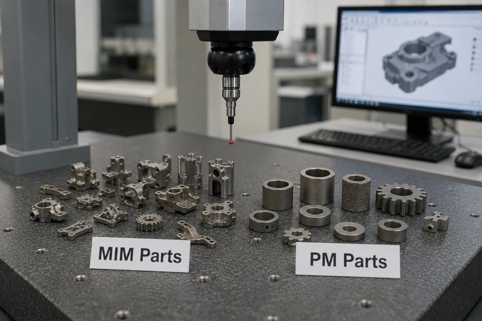 MIM and PM part samples under inspection for new project cost review