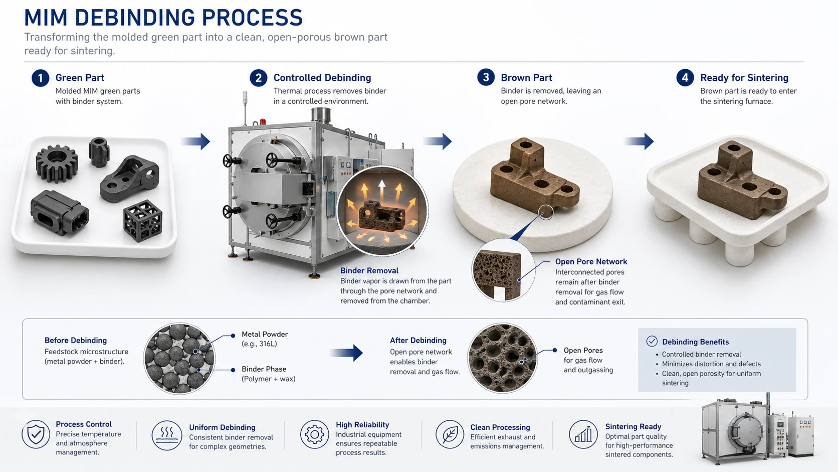 MIM Debinding Process: Binder Removal, Brown Part Quality, and ...